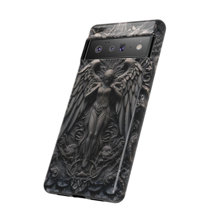 Grey Angel Phone Case – Gothic Marble Statue Design for iPhone, Samsung Galaxy, and Google Pixel Devices