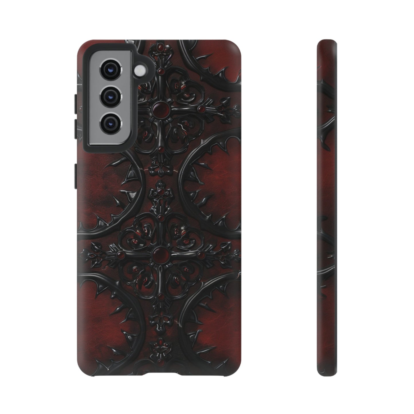 Vampiric Leather Phone Case for iPhone, Samsung Galaxy, and Google Pixel Devices - Gothic Ornate Design