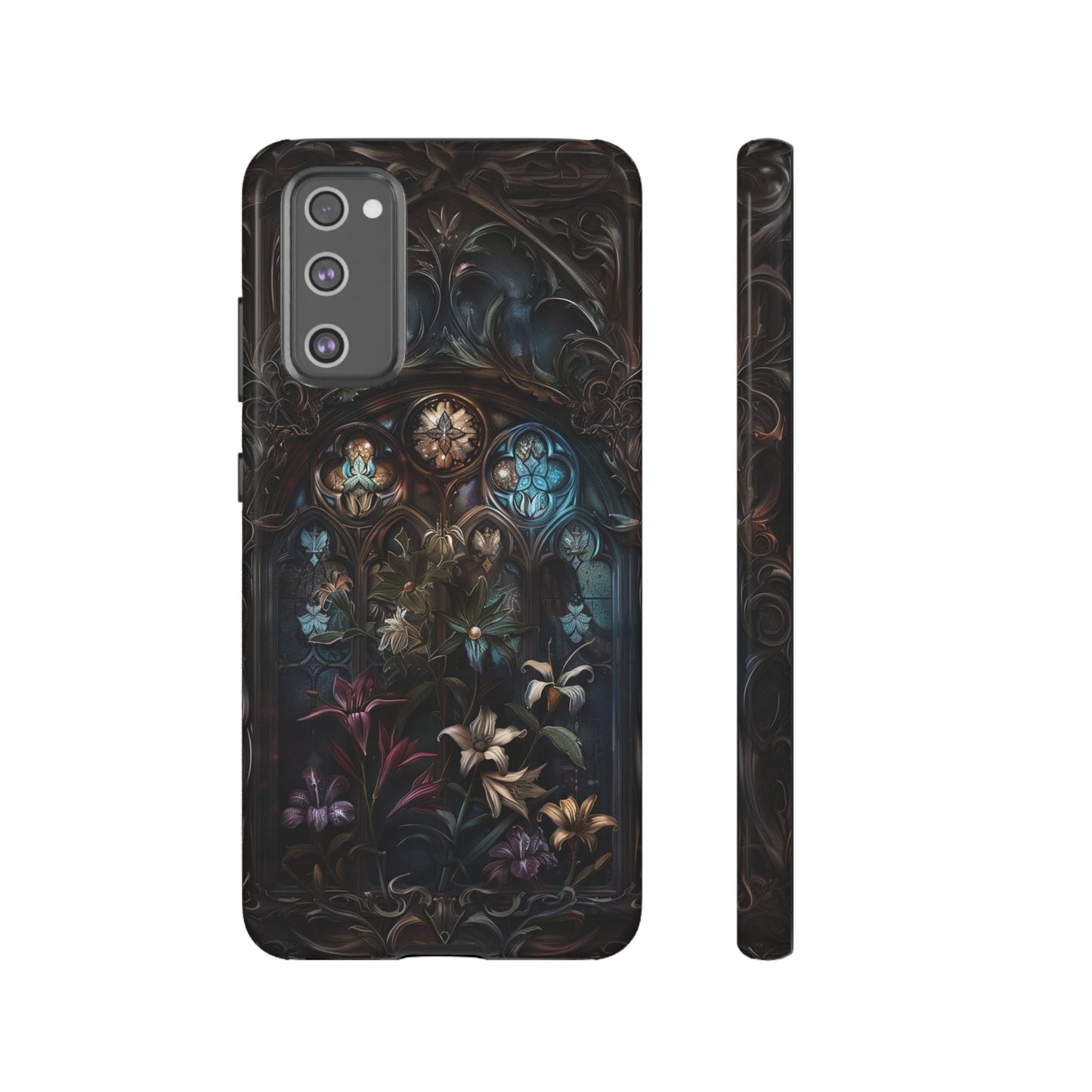 Elegant Gothic Flower Art Phone Case - Intricate Floral Design for iPhone, Samsung Galaxy, and Google Pixel Devices