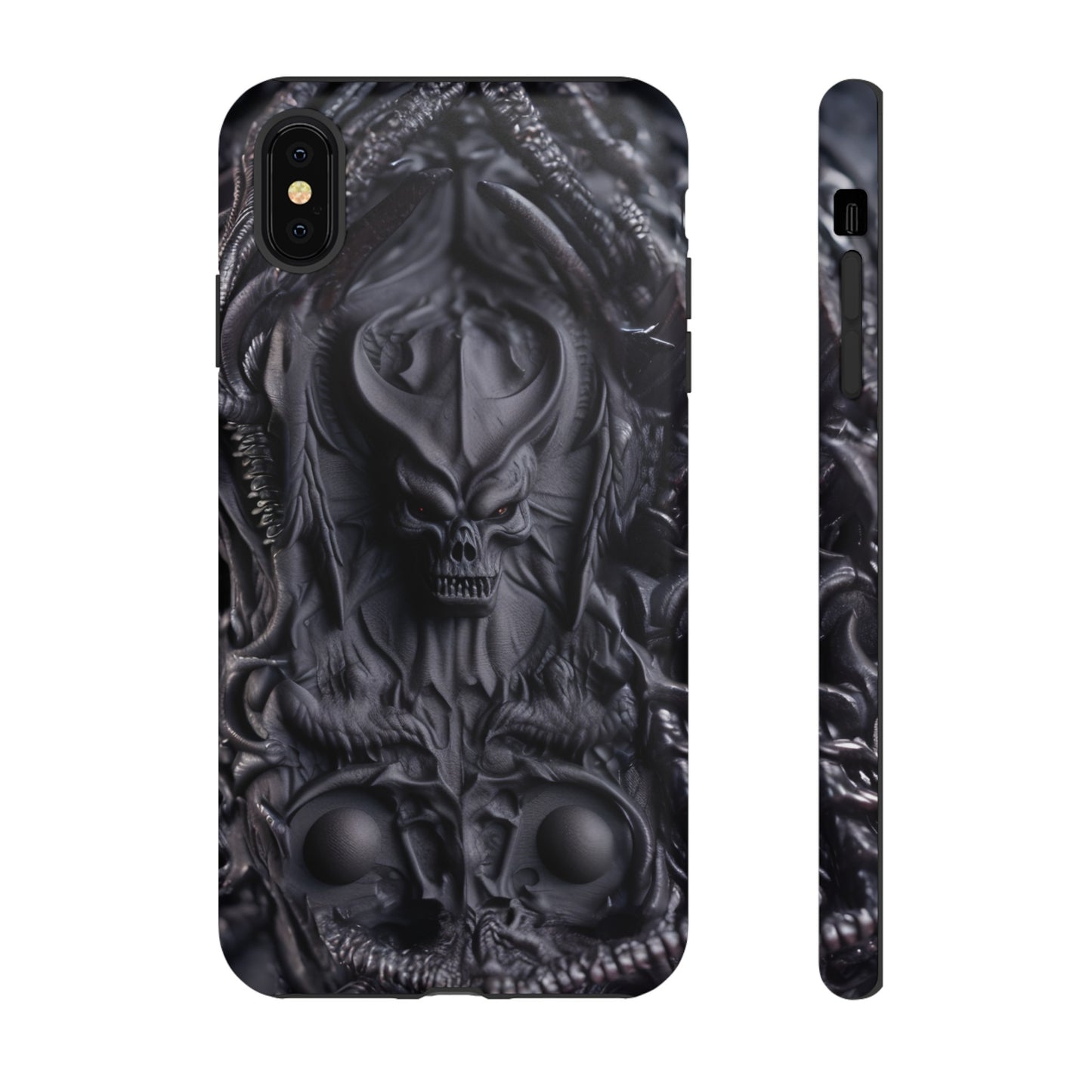 Black Demon Phone Case – Horned Hell Horror Design for iPhone, Samsung Galaxy, and Google Pixel Devices