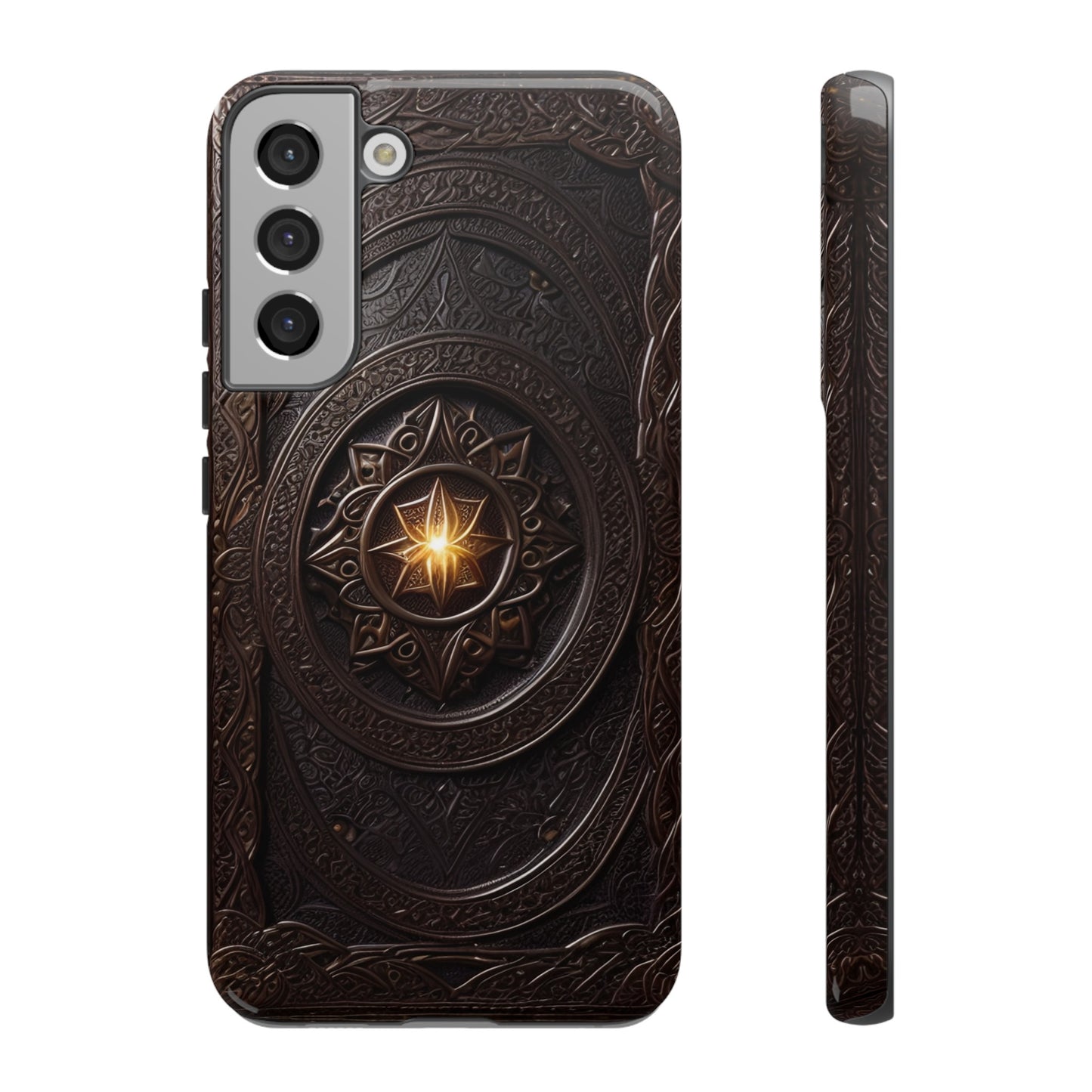 Intricate Leather Flower Tough Phone Case – Elegant Floral Design for iPhone, Samsung Galaxy, and Google Pixel Devices