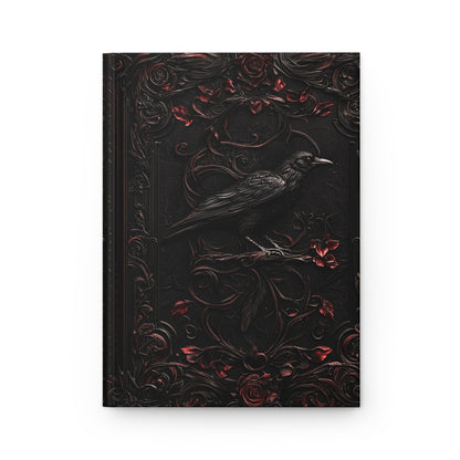 Black Raven Journal with Intricate Floral Design - Gothic Stationery