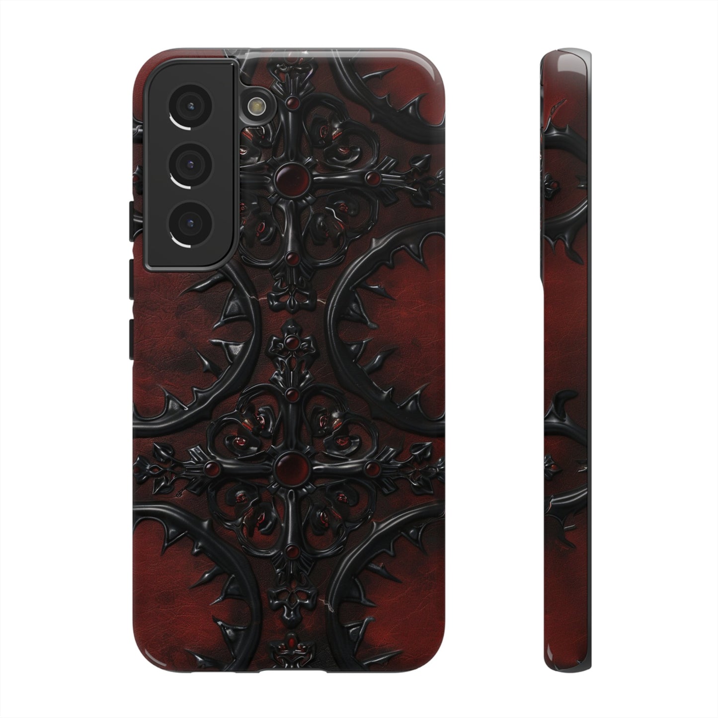 Vampiric Leather Phone Case for iPhone, Samsung Galaxy, and Google Pixel Devices - Gothic Ornate Design