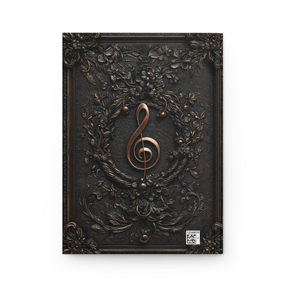 Elegant Floral Treble Clef Hardcover Notebook - Perfect for Music Lovers