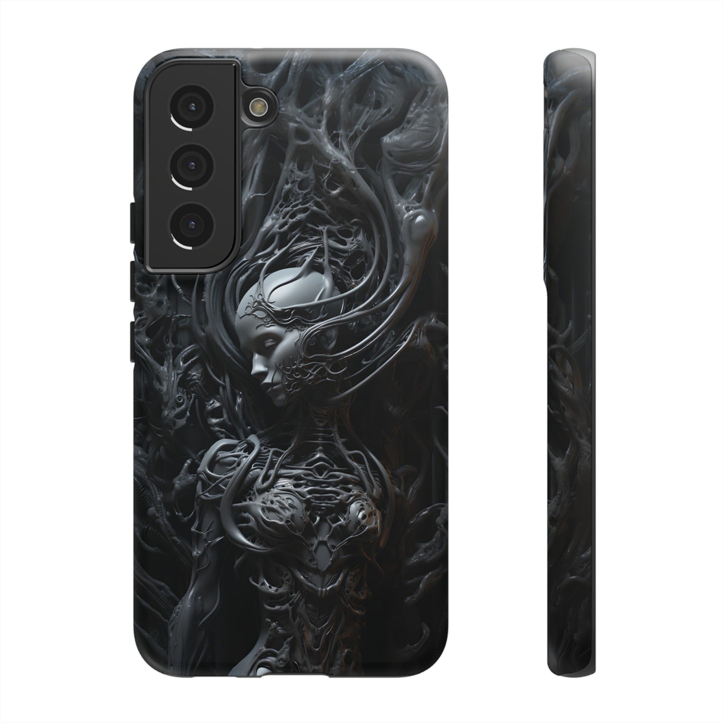 Biomechanical Beauty Phone Case – Futuristic Alien Design for iPhone, Samsung Galaxy, and Google Pixel Devices