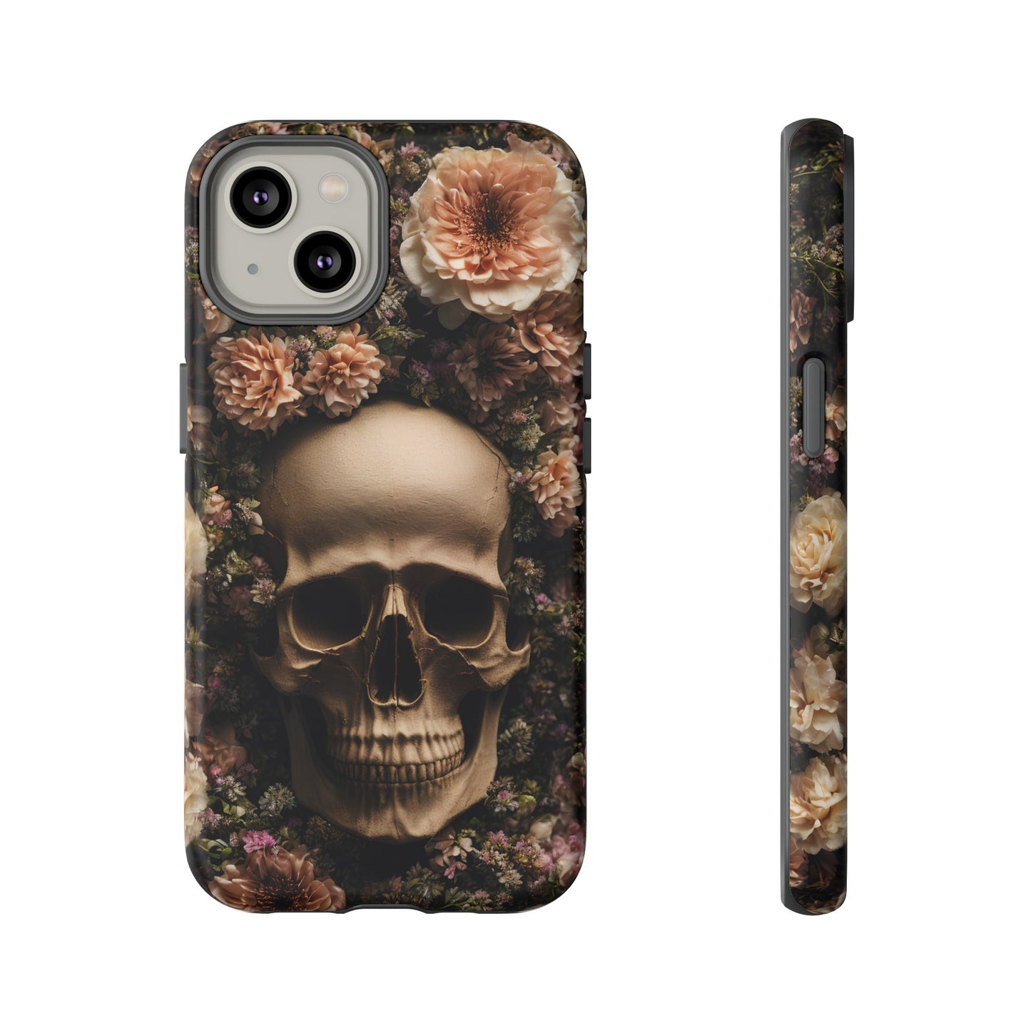 Skull and Flowers #2 Phone Case – Gothic Floral Design for iPhone, Samsung Galaxy, and Google Pixel Devices