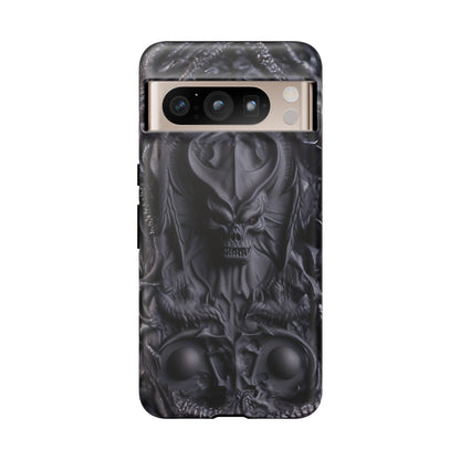 Black Demon Phone Case – Horned Hell Horror Design for iPhone, Samsung Galaxy, and Google Pixel Devices