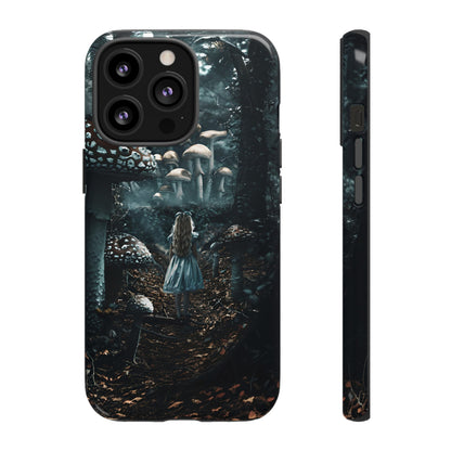 Alice in the Mushroom Forest Phone Case – Fantasy Wonderland Design for iPhone, Samsung Galaxy, and Google Pixel Devices