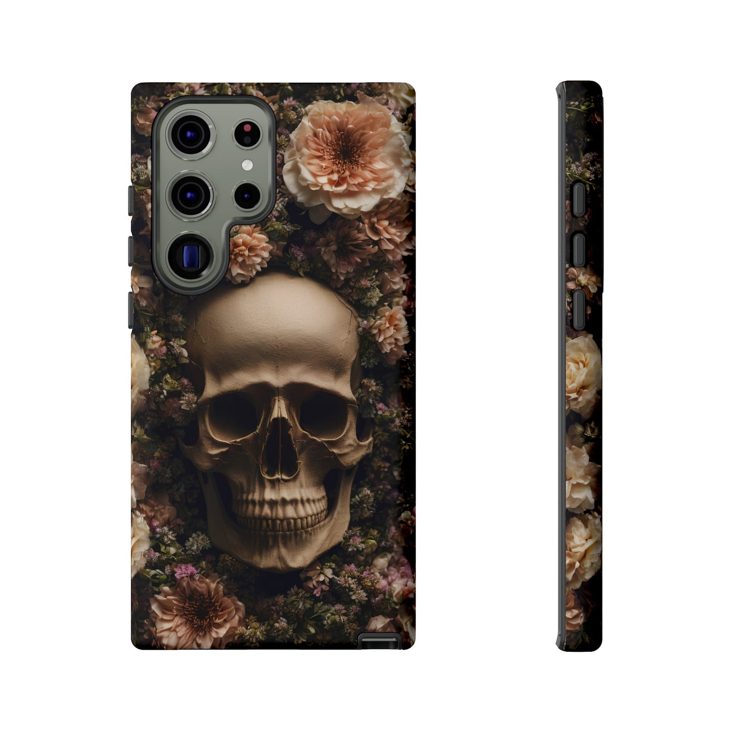 Skull and Flowers #2 Phone Case – Gothic Floral Design for iPhone, Samsung Galaxy, and Google Pixel Devices