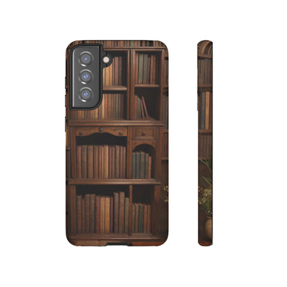 Book Shelf Phone Case – Vintage Library Design for iPhone, Samsung Galaxy, and Google Pixel Devices