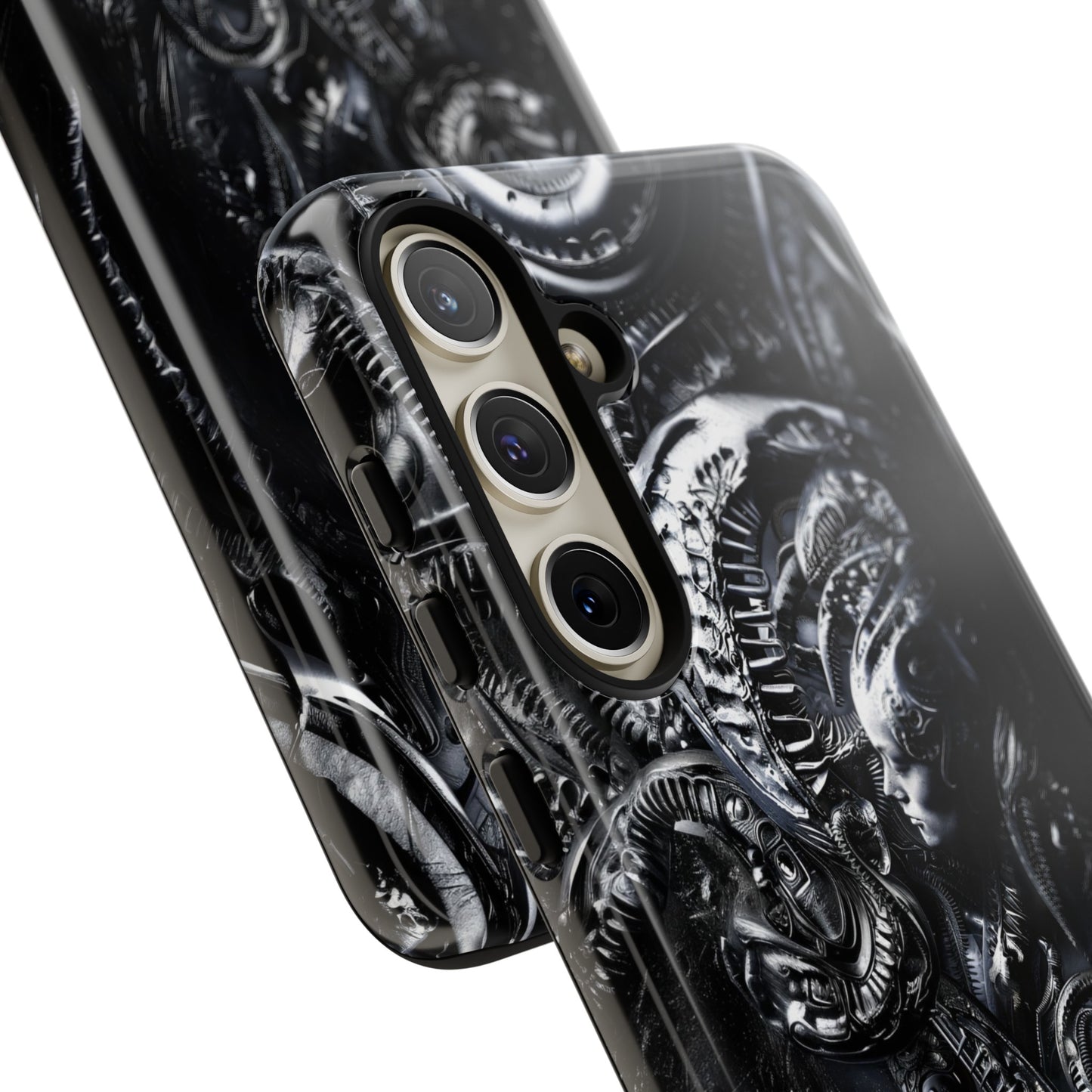 Biomechanical Transhumanism Phone Case – Alien Horror Design for iPhone and Samsung Galaxy Devices