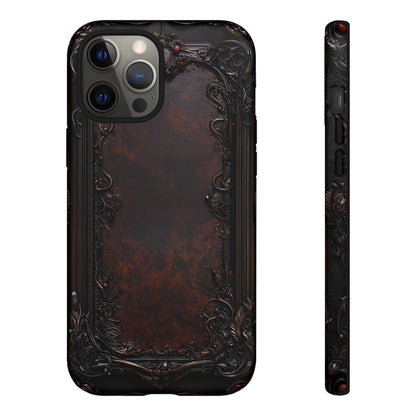 Gothic Ornate Leather-Inspired Phone Case - Dark Aesthetic Cover