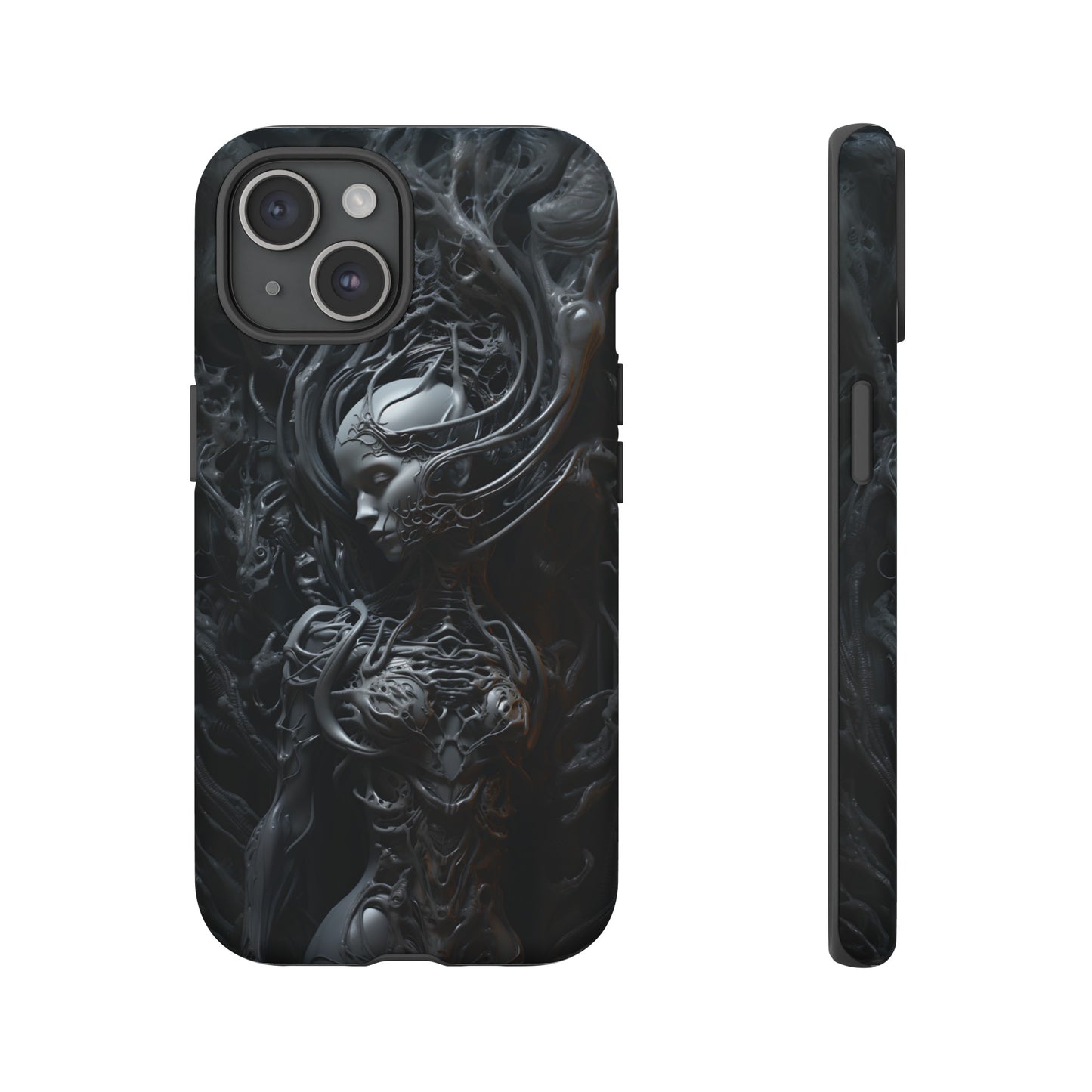 Biomechanical Beauty Phone Case – Futuristic Alien Design for iPhone, Samsung Galaxy, and Google Pixel Devices