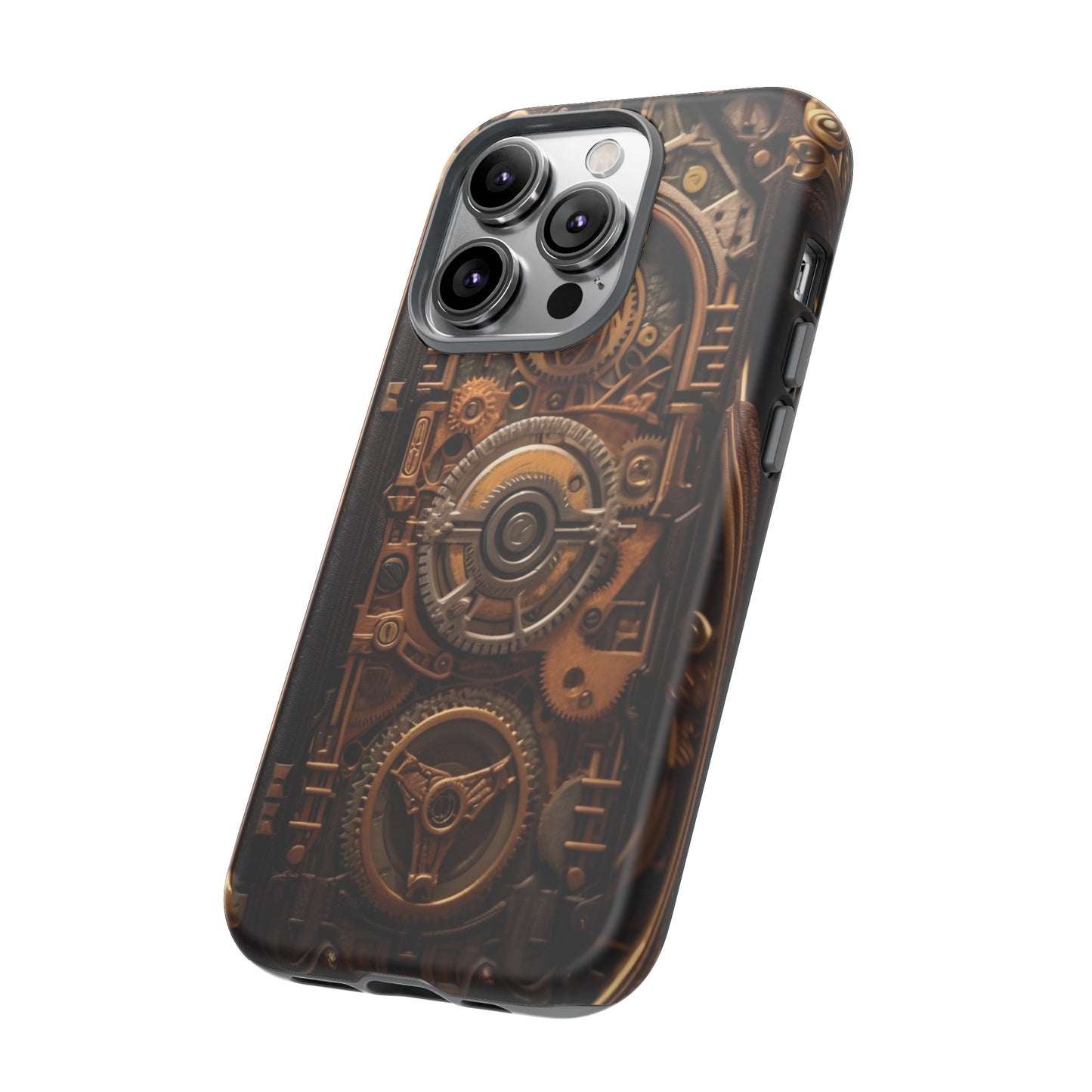 Gearworks Tough Phone Case – Steampunk Clockwork Design for iPhone, Samsung Galaxy, and Google Pixel Devices