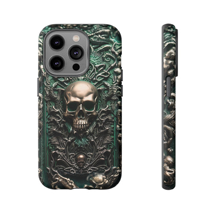 Green Skull Phone Case – Ornate Gothic Design for iPhone, Samsung Galaxy, and Google Pixel Devices