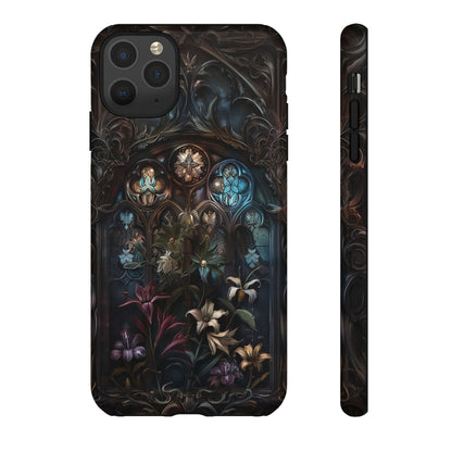 Elegant Gothic Flower Art Phone Case - Intricate Floral Design for iPhone, Samsung Galaxy, and Google Pixel Devices