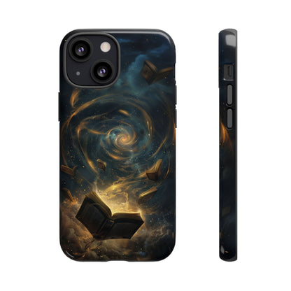 Magical Galaxy Swirling Books Phone Case - Celestial Book Lover's Gift for iPhone, Samsung Galaxy, and Google Pixel Devices