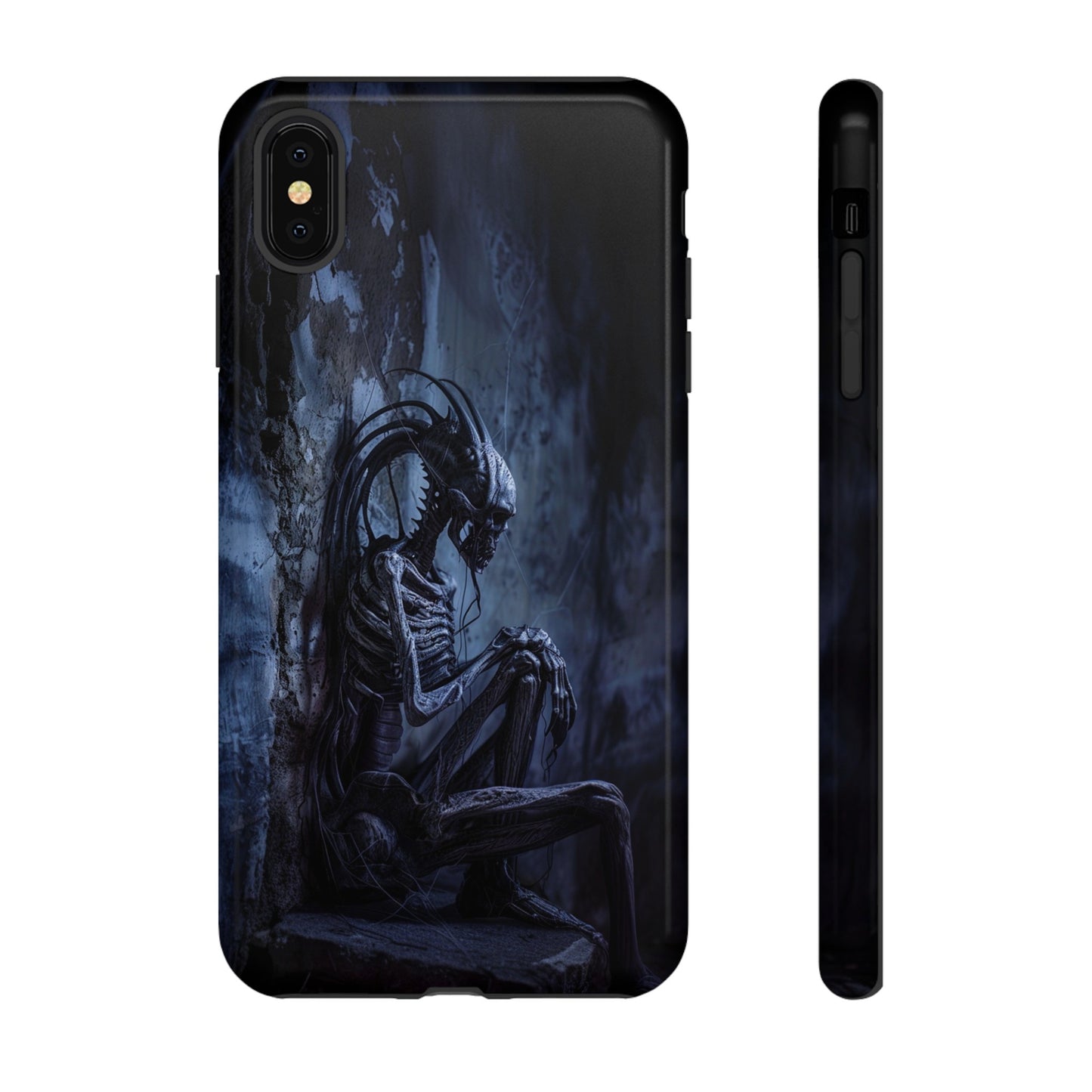 Gothic Alien Skeleton iPhone Case - Sci-Fi Horror Design