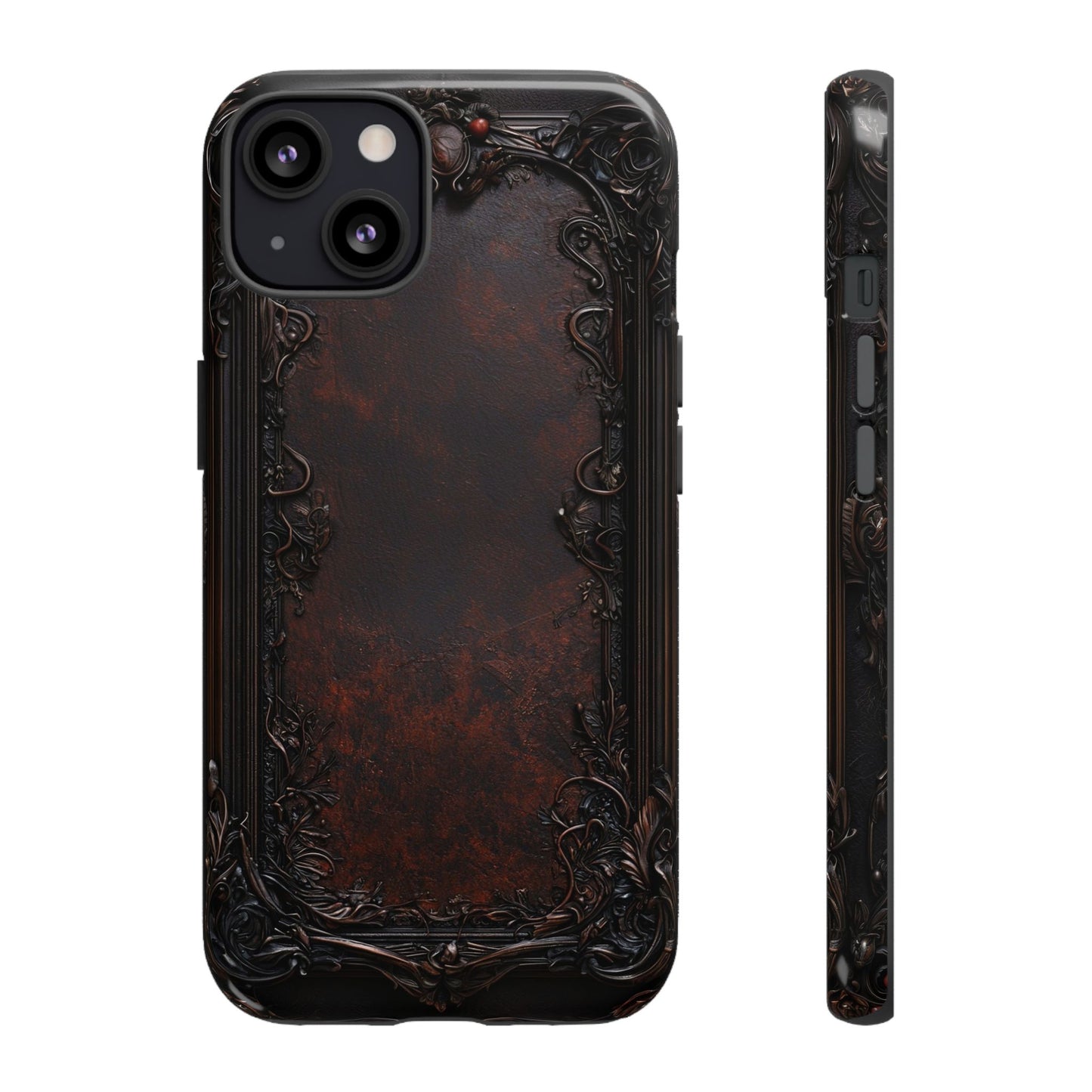 Gothic Ornate Leather-Inspired Phone Case - Dark Aesthetic Cover