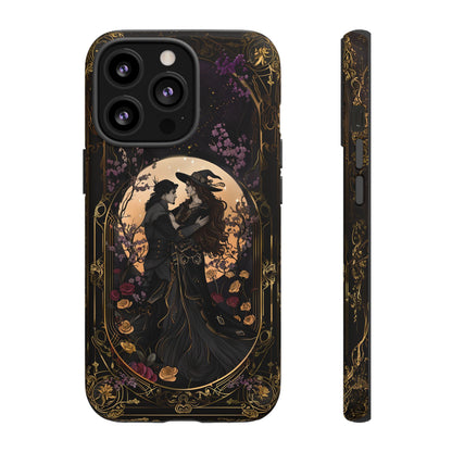 Gothic Romance Phone Case - Enchanted Witch and Lover Design for iPhone, Samsung Galaxy, and Google Pixel Devices