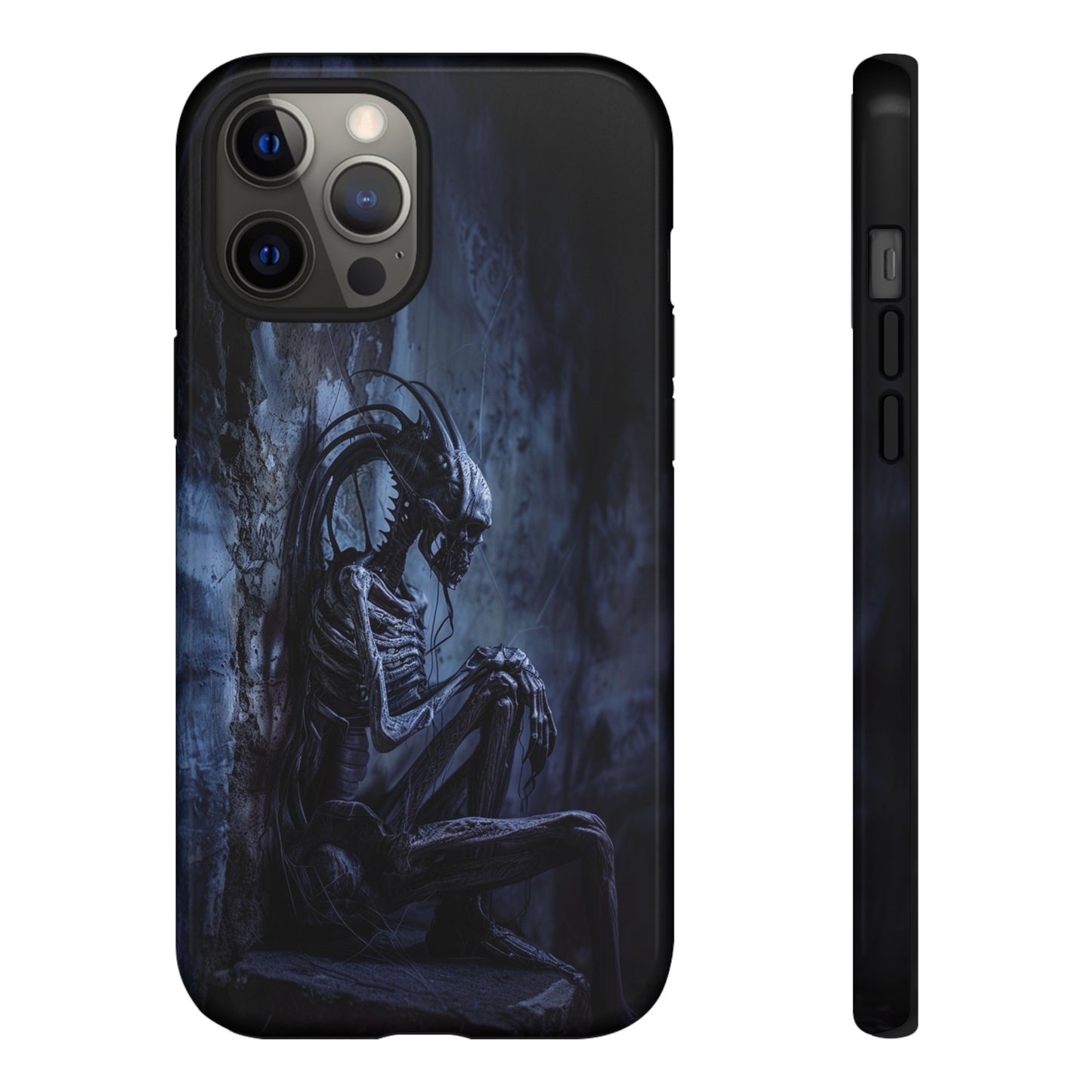 Gothic Alien Skeleton iPhone Case - Sci-Fi Horror Design