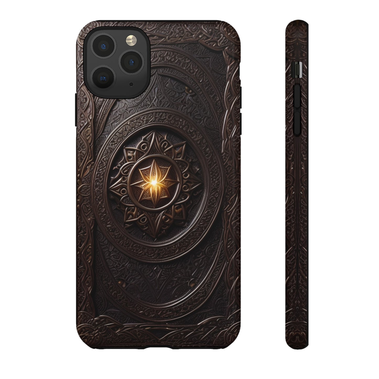 Intricate Leather Flower Tough Phone Case – Elegant Floral Design for iPhone, Samsung Galaxy, and Google Pixel Devices