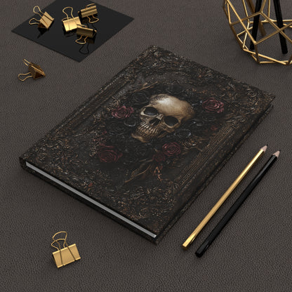 Vintage Skull and Roses Hardcover Journal - Gothic Dark Art Notebook for Writing & Sketching