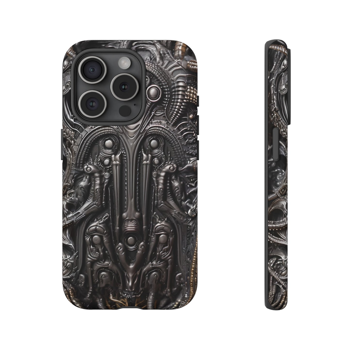 Biomechanical Horror Phone Case – Dark Sci-Fi Design for iPhone, Samsung Galaxy, Google Pixel Devices