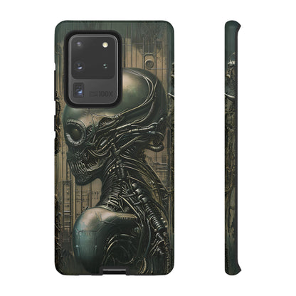 Biomechanical Android Phone Case – Futuristic Alien Horror H.R. Giger-Inspired Design for iPhone, Samsung Galaxy, and Google Pixel Devices