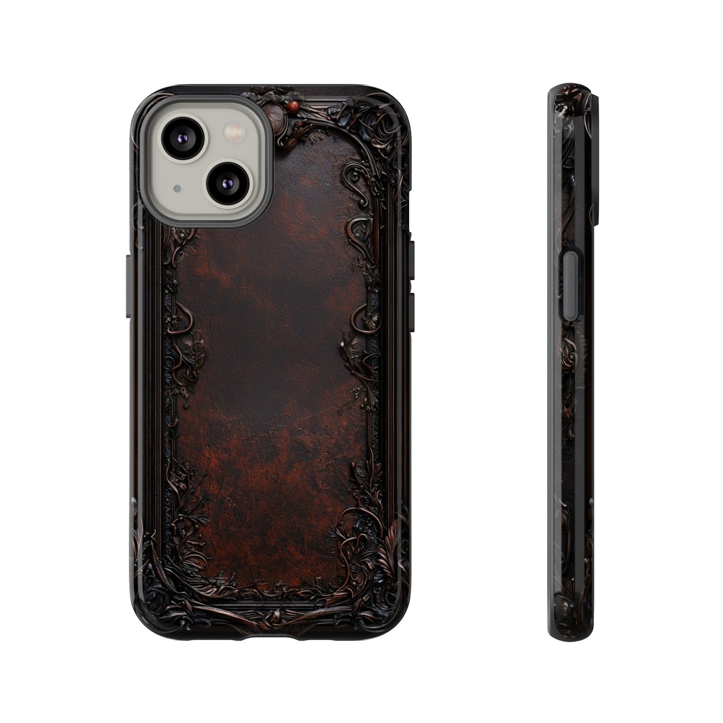 Gothic Ornate Leather-Inspired Phone Case - Dark Aesthetic Cover