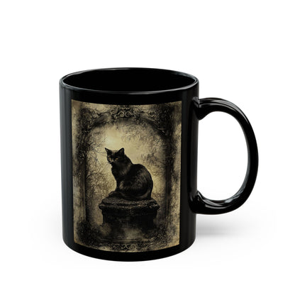 Vintage Black Cat Art Mug