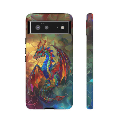 Stained Glass Dragon Phone Case - Colorful Fantasy Design for iPhone, Samsung Galaxy, Google Pixel Devices