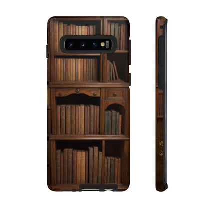 Book Shelf Phone Case – Vintage Library Design for iPhone, Samsung Galaxy, and Google Pixel Devices