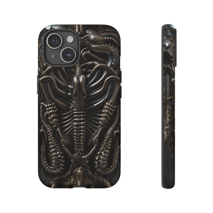 Biomechanical Nightmares Tough Phone Case – Alien Horror Design for iPhone and Samsung Galaxy Devices