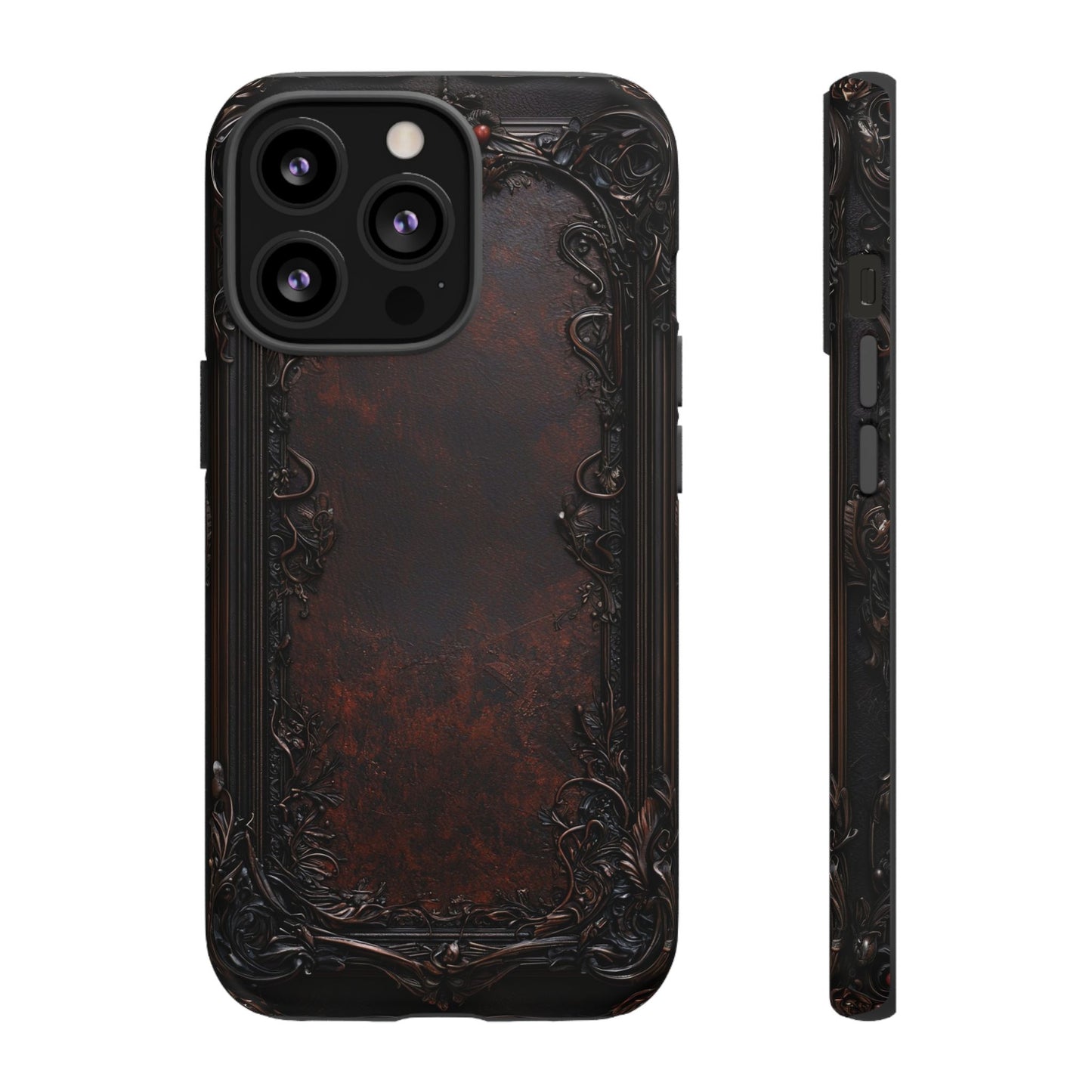 Gothic Ornate Leather-Inspired Phone Case - Dark Aesthetic Cover