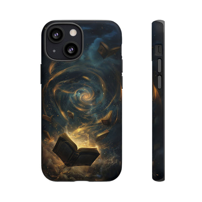 Magical Galaxy Swirling Books Phone Case - Celestial Book Lover's Gift for iPhone, Samsung Galaxy, and Google Pixel Devices