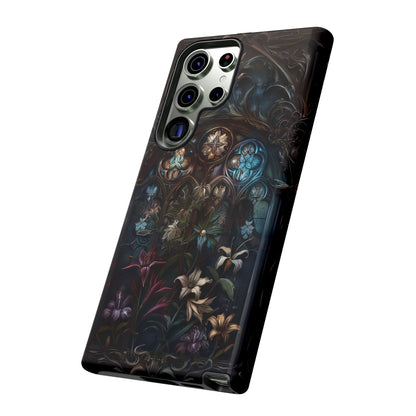 Elegant Gothic Flower Art Phone Case - Intricate Floral Design for iPhone, Samsung Galaxy, and Google Pixel Devices