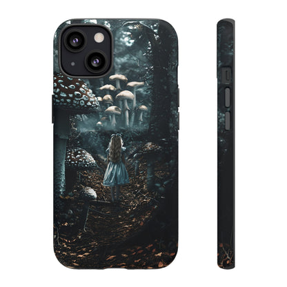 Alice in the Mushroom Forest Phone Case – Fantasy Wonderland Design for iPhone, Samsung Galaxy, and Google Pixel Devices