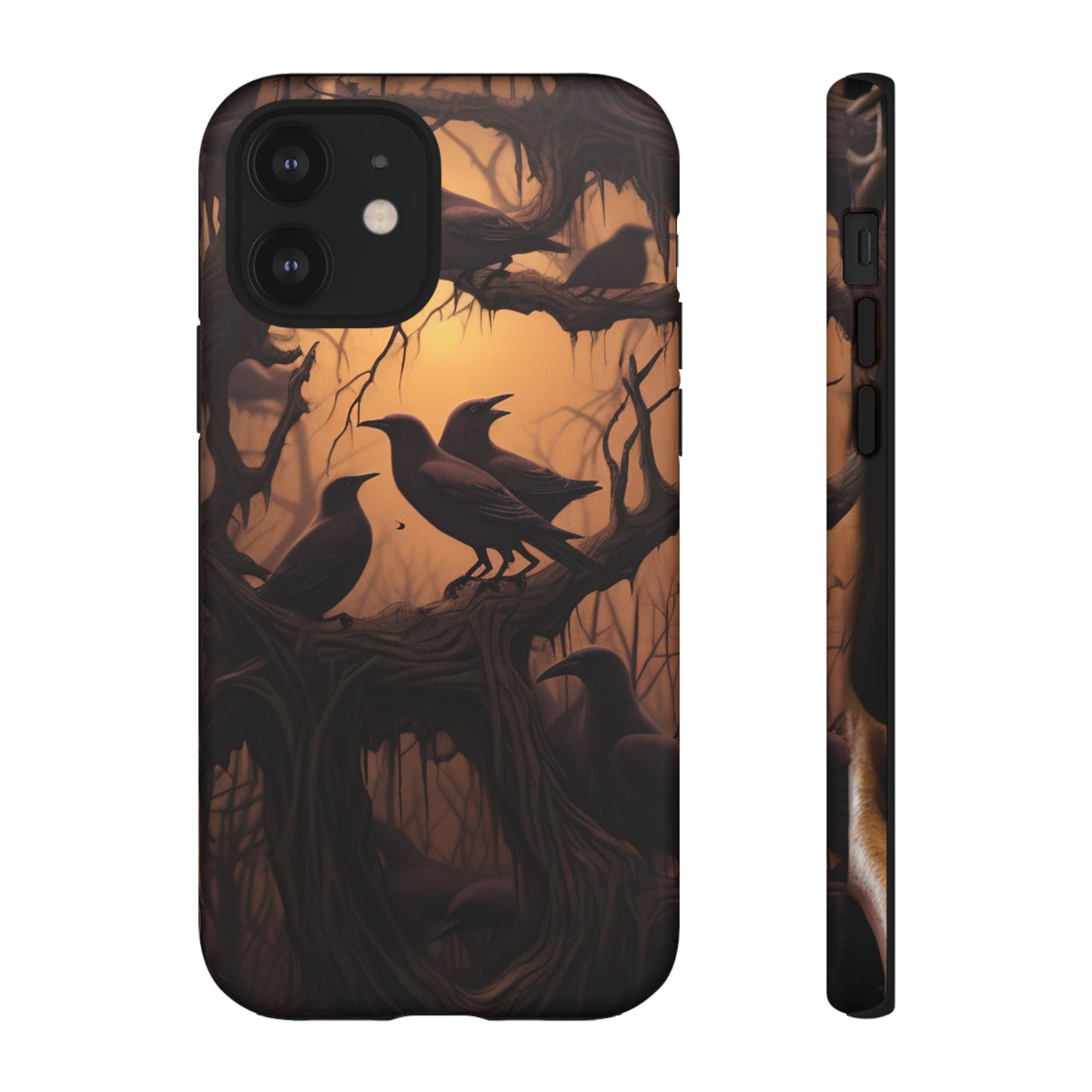 Ravens at Dusk Phone Case – Gothic Halloween Design with Edgar Allan Poe Inspired Crows for iPhone, Samsung Galaxy, and Google Pixel Devices