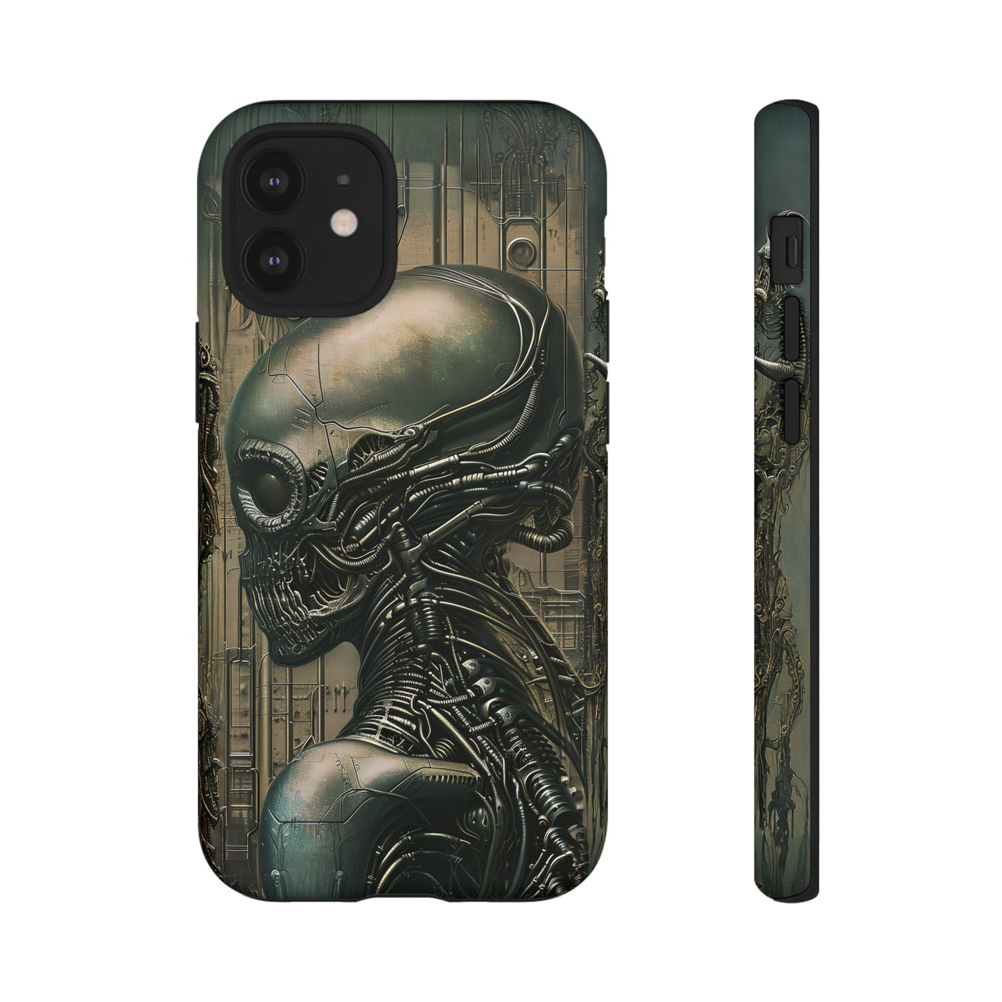 Biomechanical Android Phone Case – Futuristic Alien Horror H.R. Giger-Inspired Design for iPhone, Samsung Galaxy, and Google Pixel Devices