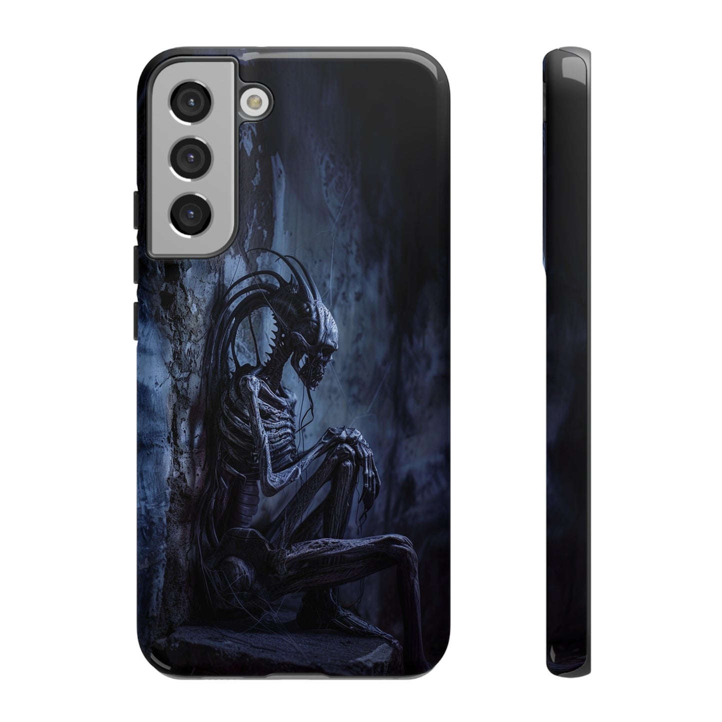 Gothic Alien Skeleton iPhone Case - Sci-Fi Horror Design