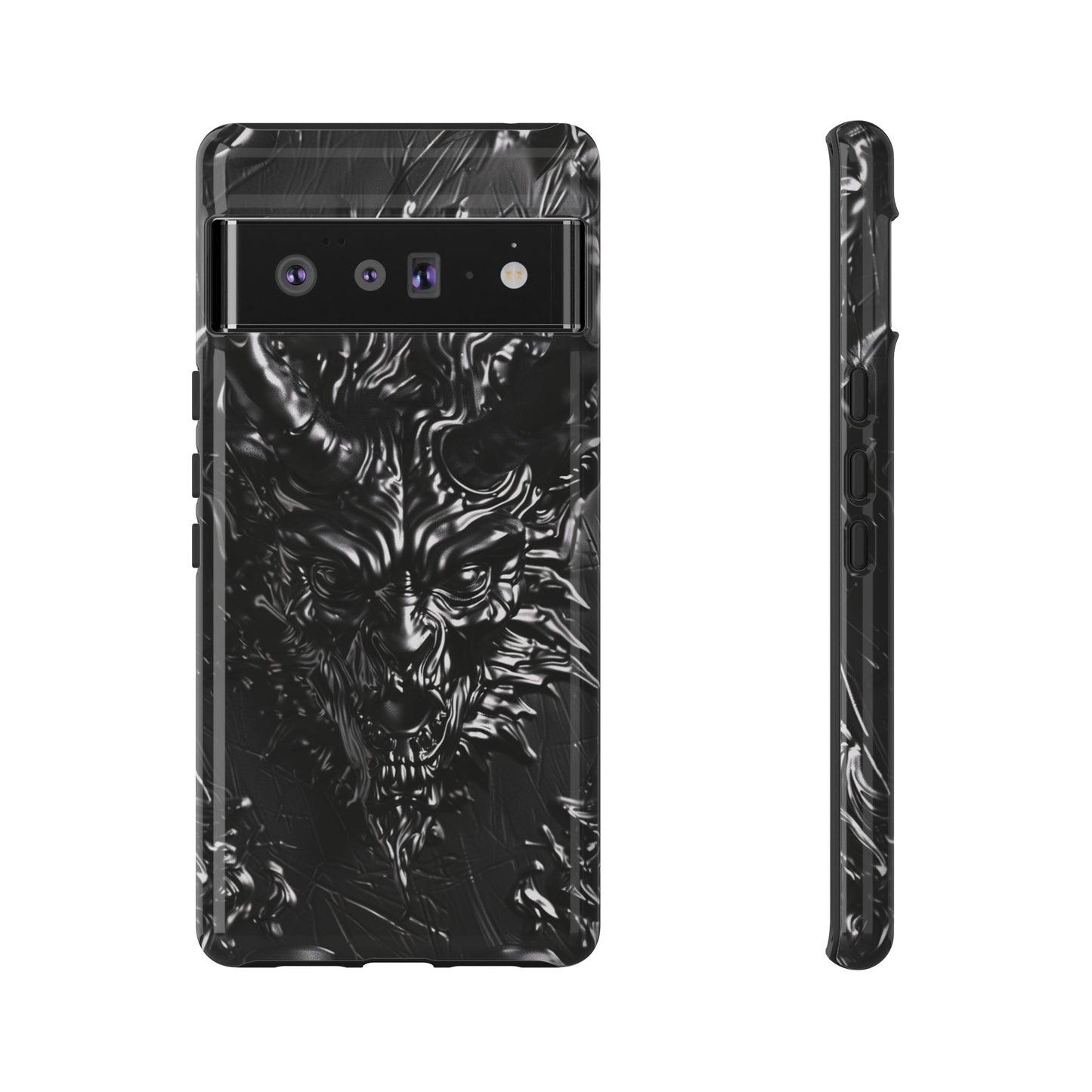 Silver Devil Phone Case – Gothic Demon Design for iPhone, Samsung Galaxy, and Google Pixel Devices