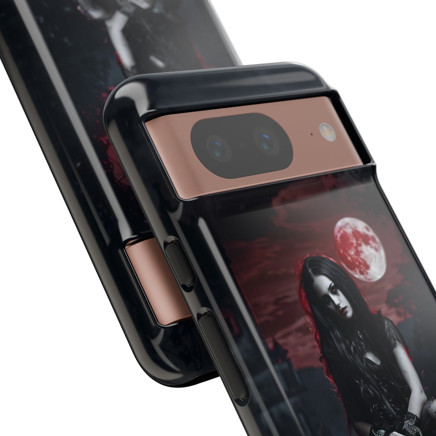 Gothic Vampire Girl Phone Case - Dark Fantasy Design with Blood Moon for iPhone,  Samsung Galaxy, and Google Pixel Devices