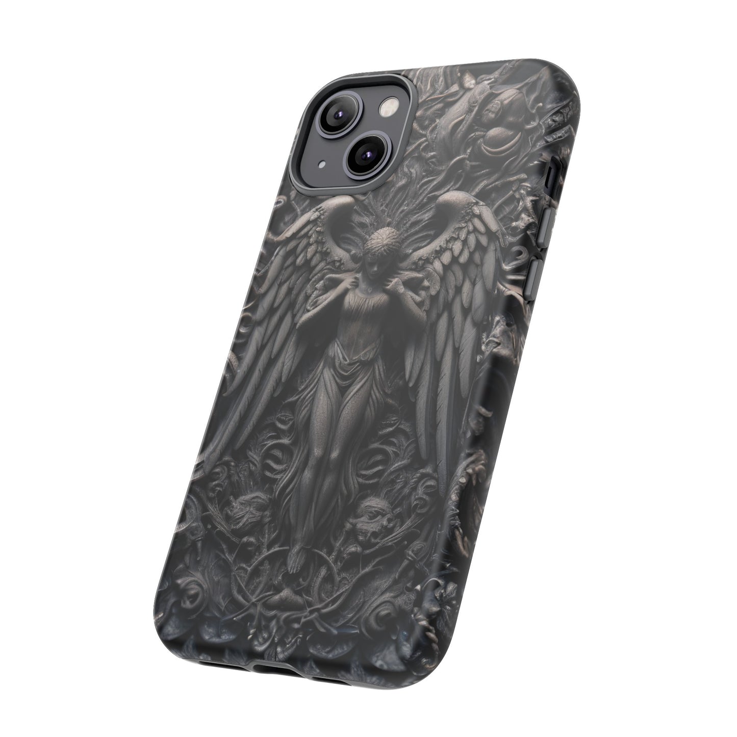 Grey Angel Phone Case – Gothic Marble Statue Design for iPhone, Samsung Galaxy, and Google Pixel Devices