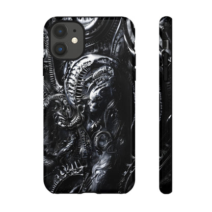 Biomechanical Transhumanism Phone Case – Alien Horror Design for iPhone and Samsung Galaxy Devices