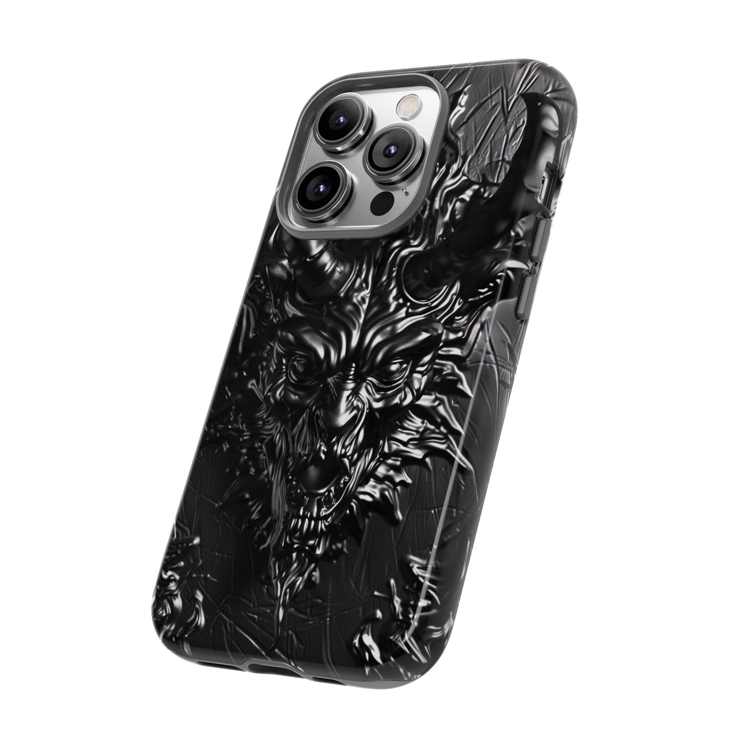 Silver Devil Phone Case – Gothic Demon Design for iPhone, Samsung Galaxy, and Google Pixel Devices