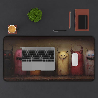 Whimsical Monster Friends Desk Mat - Cute and Creepy Desktop Decor for Gamers and Artists