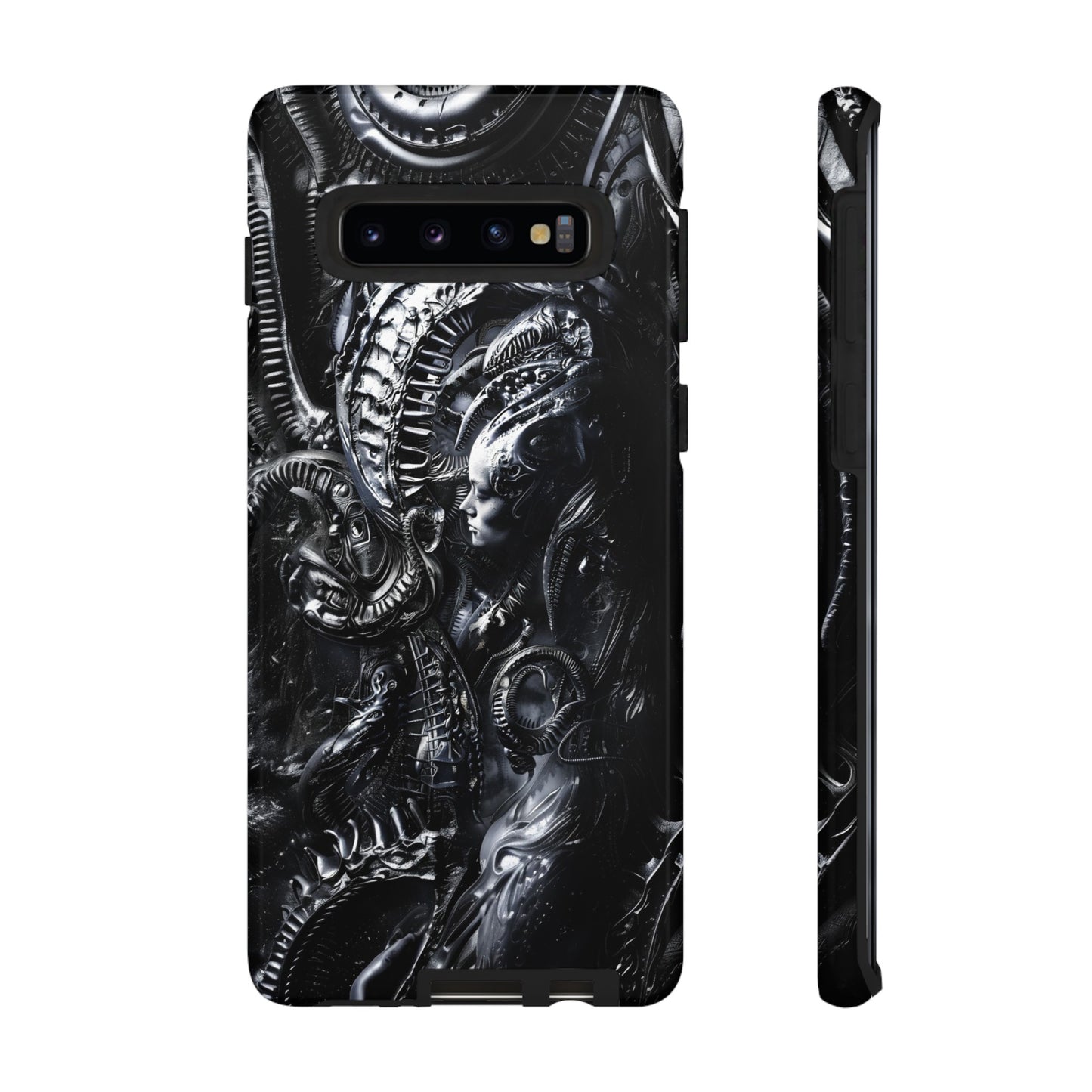 Biomechanical Transhumanism Phone Case – Alien Horror Design for iPhone and Samsung Galaxy Devices