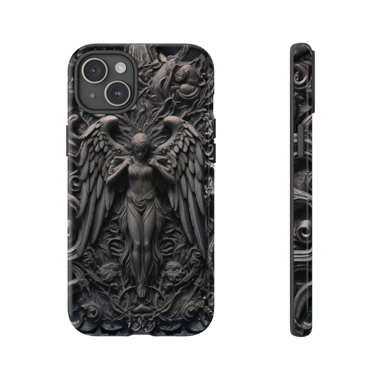 Grey Angel Phone Case – Gothic Marble Statue Design for iPhone, Samsung Galaxy, and Google Pixel Devices