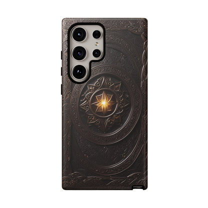 Intricate Leather Flower Tough Phone Case – Elegant Floral Design for iPhone, Samsung Galaxy, and Google Pixel Devices